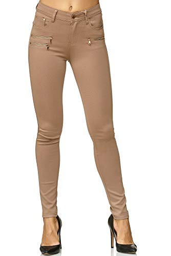 Elara Damen Stretch Hose Skinny Fit Jegging Chunkyrayan H86-2 Dk.Beige 40 (L) von Elara