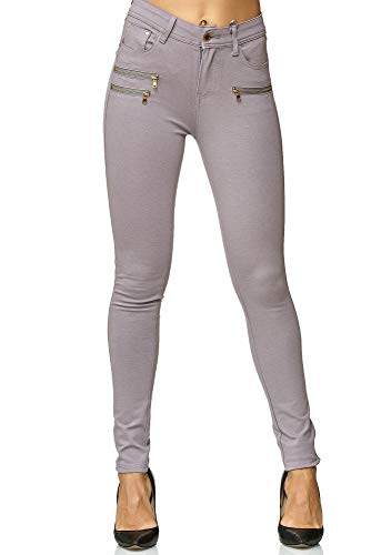 Elara Damen Stretch Hose Skinny Fit Jegging Chunkyrayan H86-26 Lt.Grey 44 (2XL) von Elara