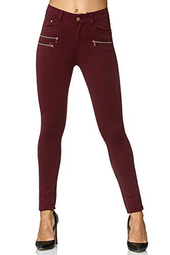 Elara Damen Stretch Hose Skinny Fit Jegging Chunkyrayan H86-5 Wine 46 (3XL) von Elara