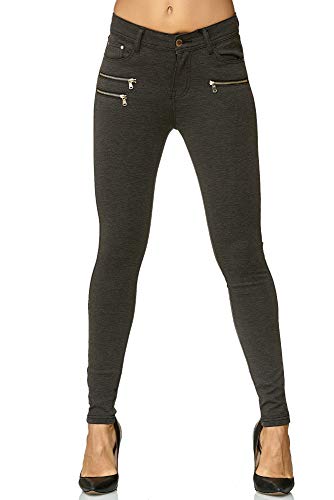 Elara Damen Stretch Hose Skinny Fit Jegging Chunkyrayan H86-6 Dk.Grey 48 (4XL) von Elara