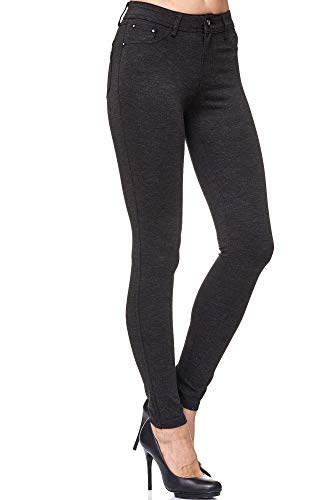 Elara Damen Stretch Hose Skinny Fit Jegging Chunkyrayan H92 Black/Grey 36 (S) von Elara