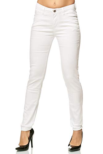 Elara Damen Stretch Hose Skinny Jeans Elastisch Chunkyrayan G09-1 White 52 (6XL) von Elara