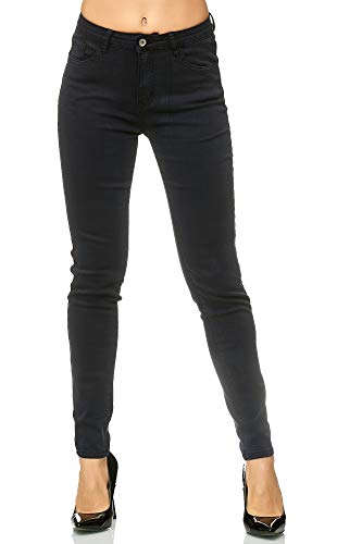 Elara Damen Stretch Hose Skinny Jeans Elastisch Chunkyrayan G09 Black 44 (2XL) von Elara