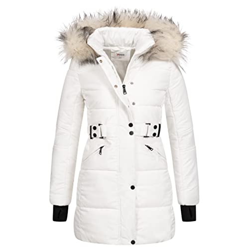 Elara Damen Winterjacke Schwarz Chunkyrayan EL-JA02 White-34 (XS) von Elara