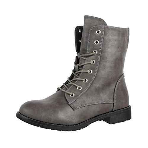 Elara Damen Worker Boots Chunkyrayan KA16-22SL Grey-38 von Elara