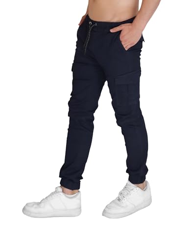 Elara Herren Cargohose Slimfit Navy Blau XL von Elara