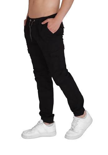 Elara Herren Cargohose Slimfit Schwarz L von Elara