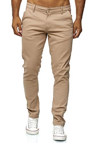 Elara Herren Chino Hose Slim Fit Stretch Chunkyrayan MEL009-Beige-30/30 von Elara