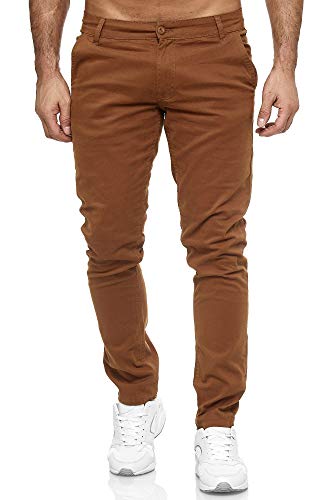 Elara Herren Chino Hose Slim Fit Stretch Chunkyrayan MEL009-Camel-31/34 von Elara