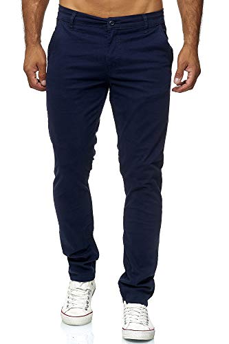 Elara Herren Chino Hose Slim Fit Stretch Chunkyrayan MEL009-Navyblau-30/34 von Elara