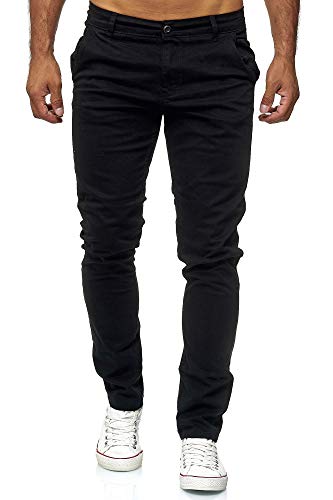 Elara Herren Chino Hose Slim Fit Stretch Chunkyrayan MEL009-Schwarz-29/34 von Elara