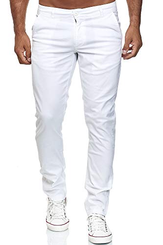 Elara Herren Chino Hose Slim Fit Stretch Chunkyrayan MEL009-Weiß-30/34 von Elara