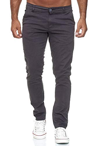 Elara Herren Chino Hose Slim Fit Stretch Chunkyrayan MEL009-Anthrazit-34/36 von Elara