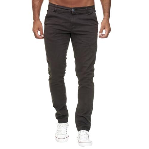 Elara Herren Chino Hose Stretch MEL009-Dk.Grey-30/32 von Elara