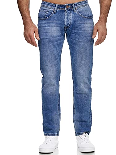 Elara Herren Jeans Denim Slim Fit Hose Chunkyrayan EL368D1 Blau-32W / 32L von Elara