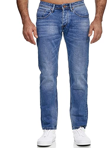 Elara Herren Jeans Denim Slim Fit Hose Chunkyrayan EL368D1 Blau-33W / 30L von Elara