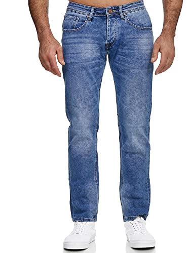 Elara Herren Jeans Denim Slim Fit Hose Chunkyrayan EL368D1 Blau-33W / 32L von Elara