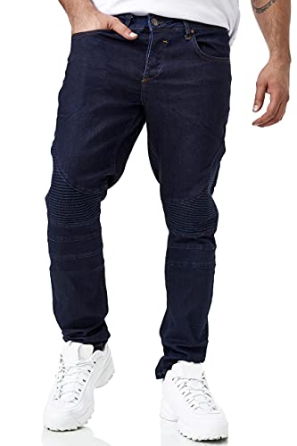 Elara Herren Jeans Slim Fit Hose Biker-Jeans Chunkyrayan 16517-Dunkelblau-32W / 36L von Elara