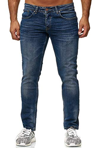 Elara Herren Jeans Slim Fit Hose Denim Stretch Chunkyrayan 16533-Blau-31W / 34L von Elara