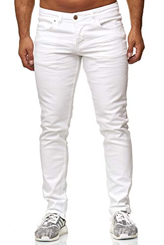 Elara Herren Jeans Slim Fit Hose Denim Stretch Chunkyrayan 16533-Weiss-29W / 34L von Elara