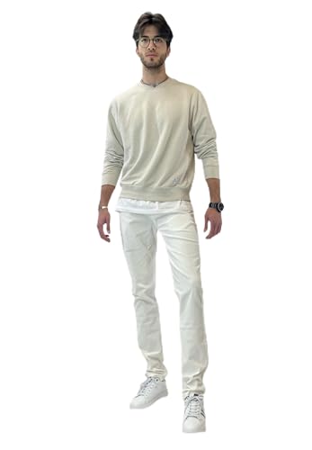 Elara Herren Jeans Slim Fit Hose Denim Stretch BA001-White-32W / 32L von Elara