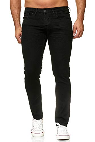 Elara Herren Jeans Slim Fit Hose Denim Stretch Chunkyrayan 16533-Black-32W / 30L von Elara