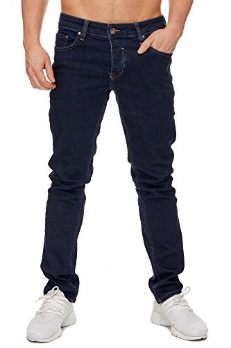 Elara Herren Jeans Slim Fit Hose Denim Stretch Chunkyrayan 16533-Dunkelblau-29W / 30L von Elara