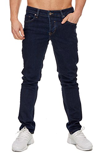 Elara Herren Jeans Slim Fit Hose Denim Stretch Chunkyrayan 16533-Dunkelblau-34W / 34L von Elara