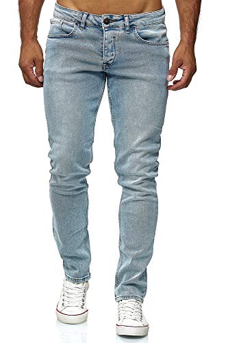 Elara Herren Jeans Slim Fit Hose Denim Stretch Chunkyrayan 16533-Light-Blue-33W / 34L von Elara