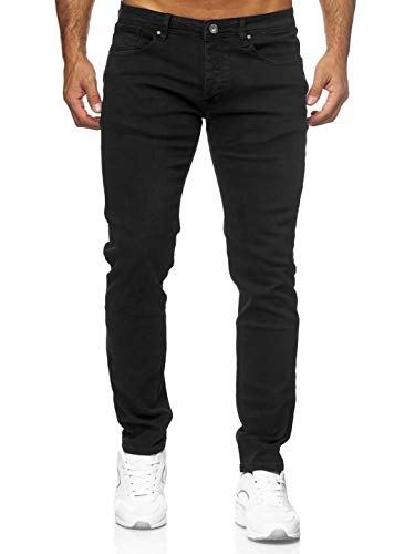 Elara Herren Jeans Slim Fit Hose Denim Stretch Chunkyrayan EL368 Schwarz-29W / 34L von Elara