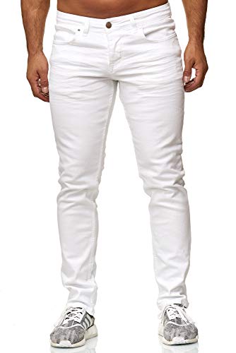 Elara Herren Jeans Slim Fit Hose Denim Stretch Chunkyrayan P 16533-Weiss-33W / 32L von Elara