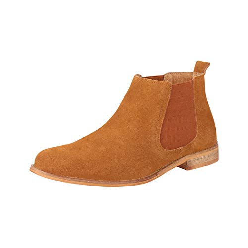 Elara Herren Stiefel Wildleder Chelsea Boots Chunkyrayan RL1010 Camel-40 von Elara