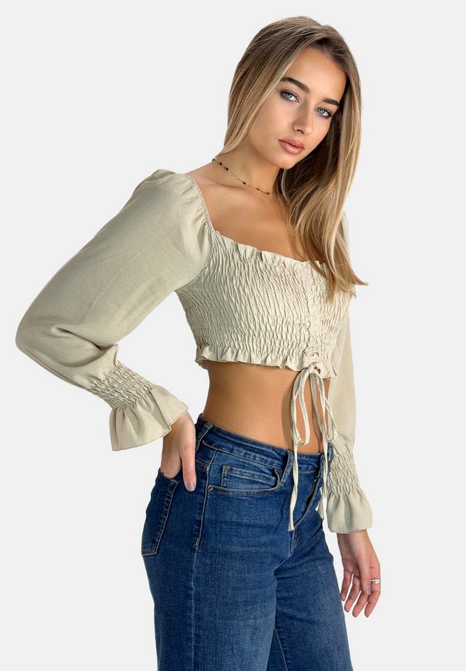 Elara Klassische Bluse Elara Elegantes Damen Ruffle Crop Top (1-tlg) von Elara