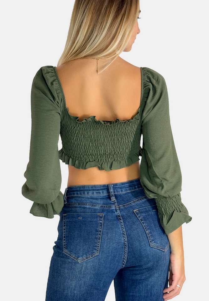 Elara Klassische Bluse Elara Elegantes Damen Ruffle Crop Top (1-tlg) von Elara