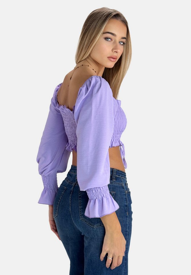 Elara Klassische Bluse Elara Elegantes Damen Ruffle Crop Top (1-tlg) von Elara