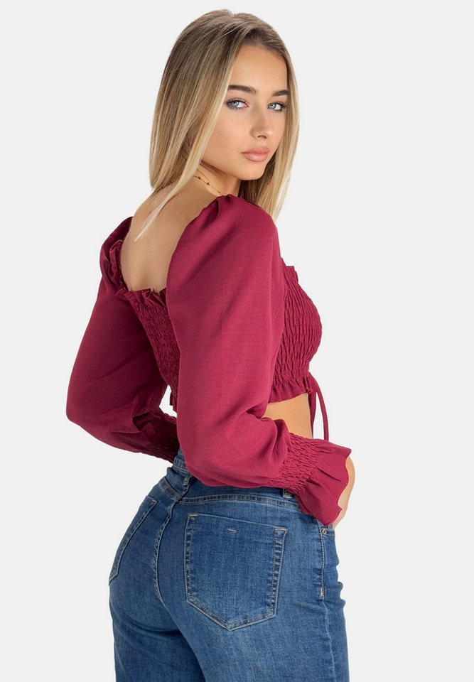 Elara Klassische Bluse Elara Elegantes Damen Ruffle Crop Top (1-tlg) von Elara