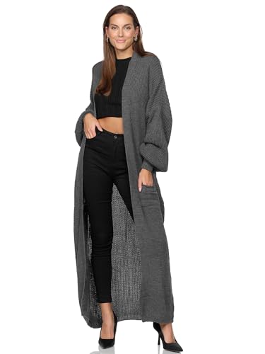 Elara Langer Damen Oversize Cardigan ZA12 Dk.Grey Elara Langer Damen Oversize Cardigan ZA12 Dk.Grey von Elara