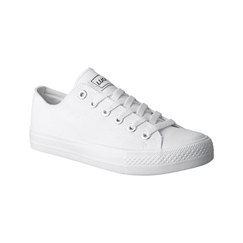Elara Unisex Sneaker Textil Turnschuh Low top Chunkyrayan 089-A-AllWhite-36 von Elara