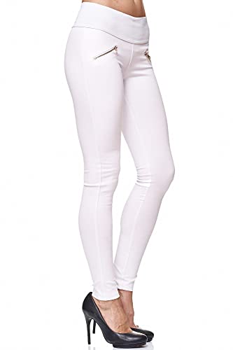 Elara Miss Anna Damen Stretch Hose Skinny Jegging Chunkyrayan A08-9 White 38 (M) von Elara