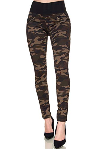 Elara Miss Anna Damen Stretch Hose Skinny Jegging Chunkyrayan A08-92 Camouflage 34 (XS) von Elara