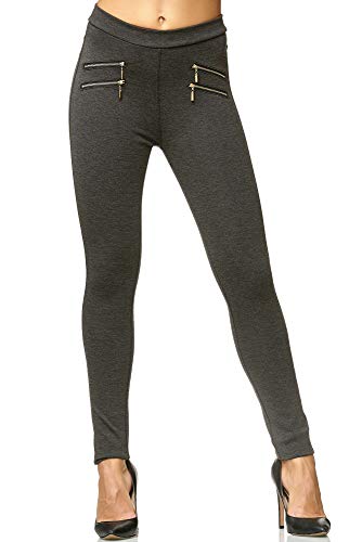 Elara Miss Anna Damen Stretch Hose Skinny Jegging Chunkyrayan A11-6 Dk.Grey 36 (S) von Elara