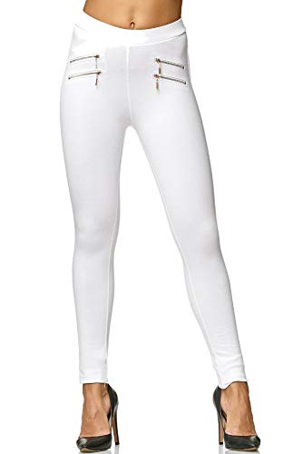 Elara Miss Anna Damen Stretch Hose Skinny Jegging Chunkyrayan A11-9 White 34 (XS) von Elara