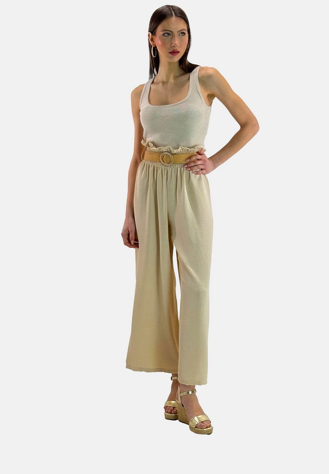 Elara Schlaghose Elara Damen Hose Stoffhose mit Gürtel (1-tlg) von Elara