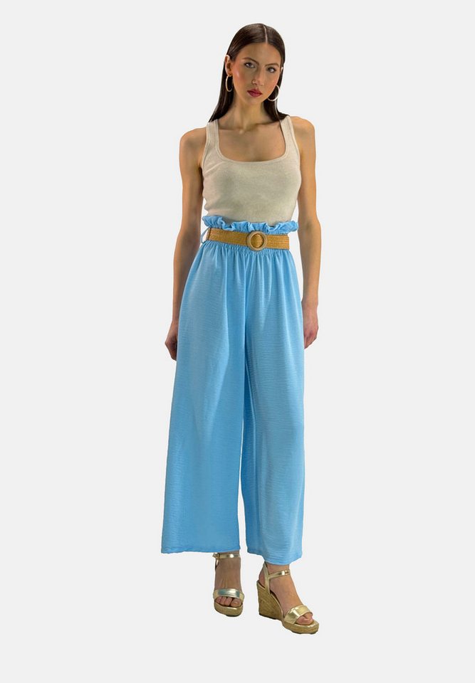 Elara Schlaghose Elara Damen Hose Stoffhose mit Gürtel (1-tlg) von Elara