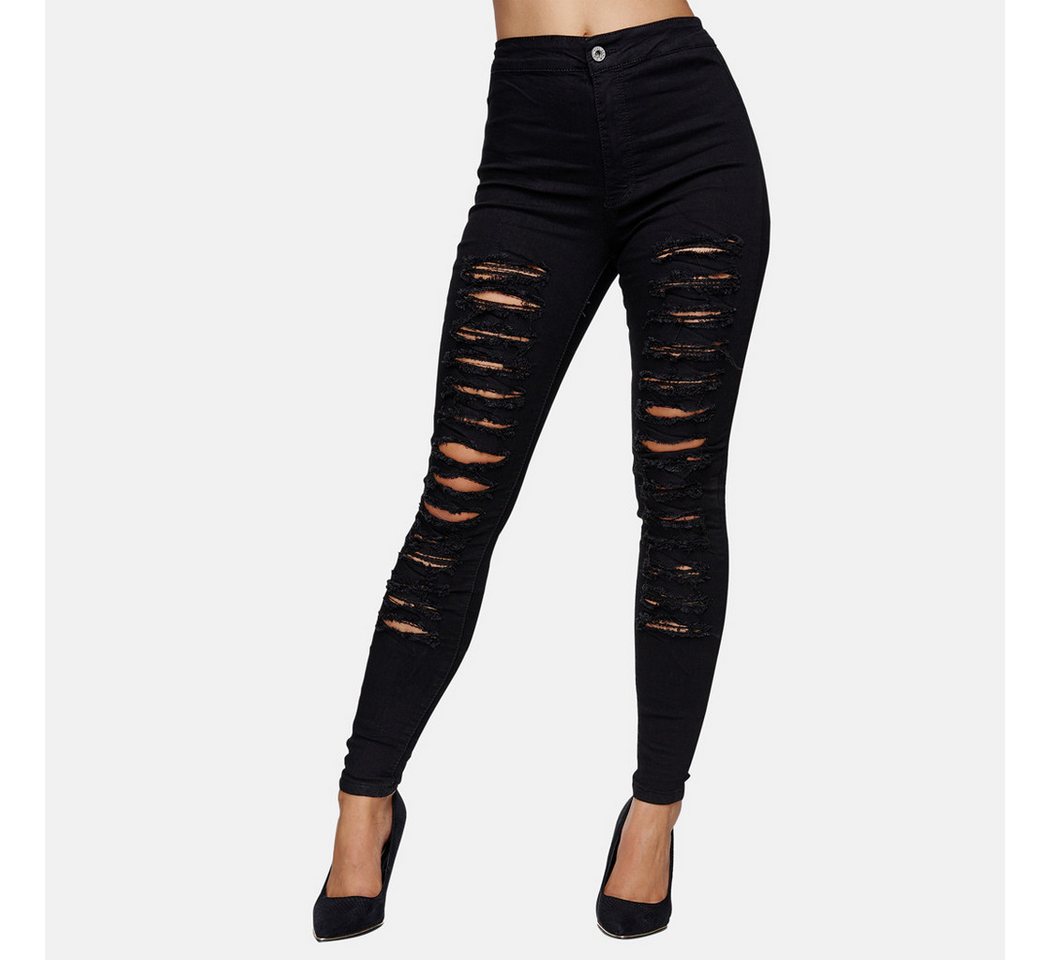 Elara Slim-fit-Jeans Highwaist Destroyed Jeans (1-tlg) von Elara