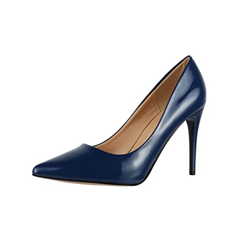 Elara Damen Pumps Stiletto Chunkyrayan B0-188 Blue-36 von Elara