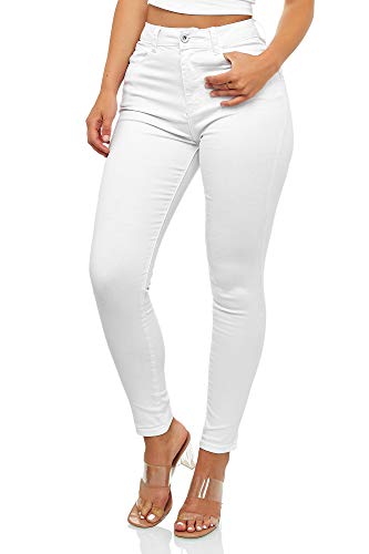 Elara Super High Waist Damen Hose Chunkyrayan EL12-1 White 36 (S) von Elara