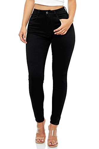 Elara Super High Waist Damen Hose Chunkyrayan EL12 Schwarz 38 (M) von Elara