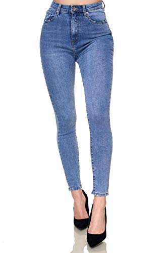 Elara Super High Waist Damen Hose Chunkyrayan EL12D2 Blau 54 (7XL) von Elara