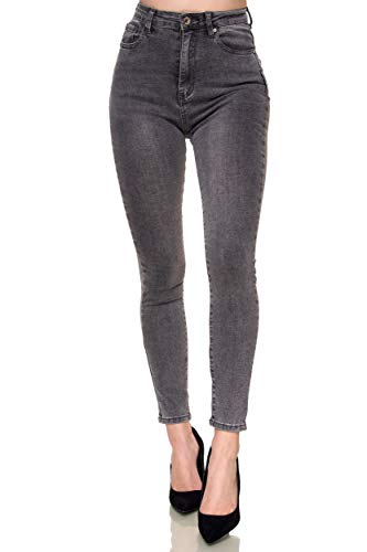 Elara Super High Waist Damen Hose Chunkyrayan EL12D3 Dunkelgrau 38 (M) von Elara